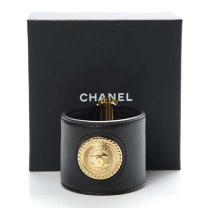 Chanel Calfskin CC Medallion Wide Cuff Black 6 of 6