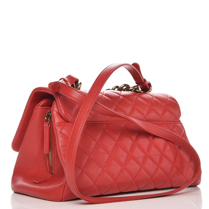 Chanel Shiny Sheepskin Quilted Large Trapezio Flap Red 3 of 8