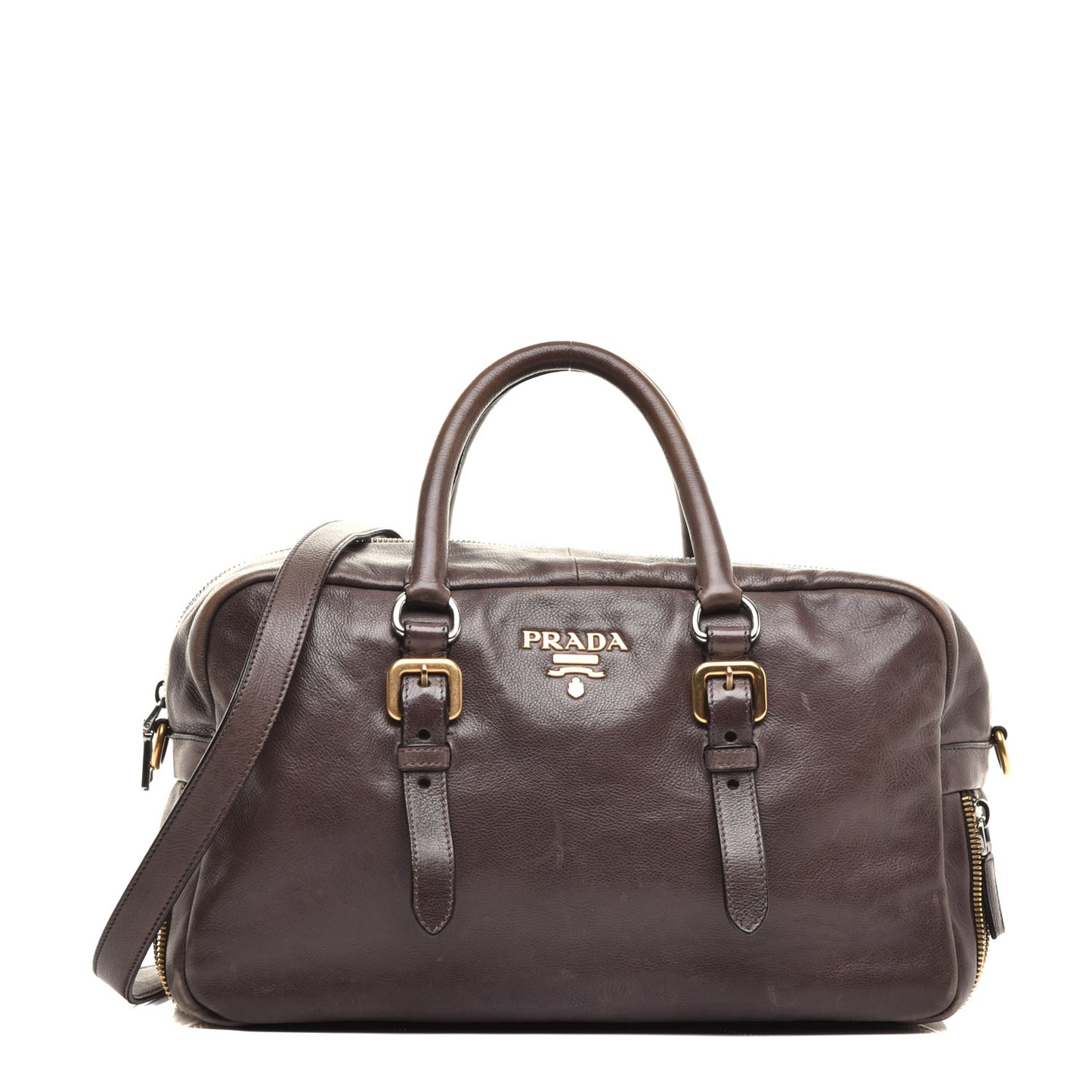 Glace Calfskin Zippers Satchel Ardesia