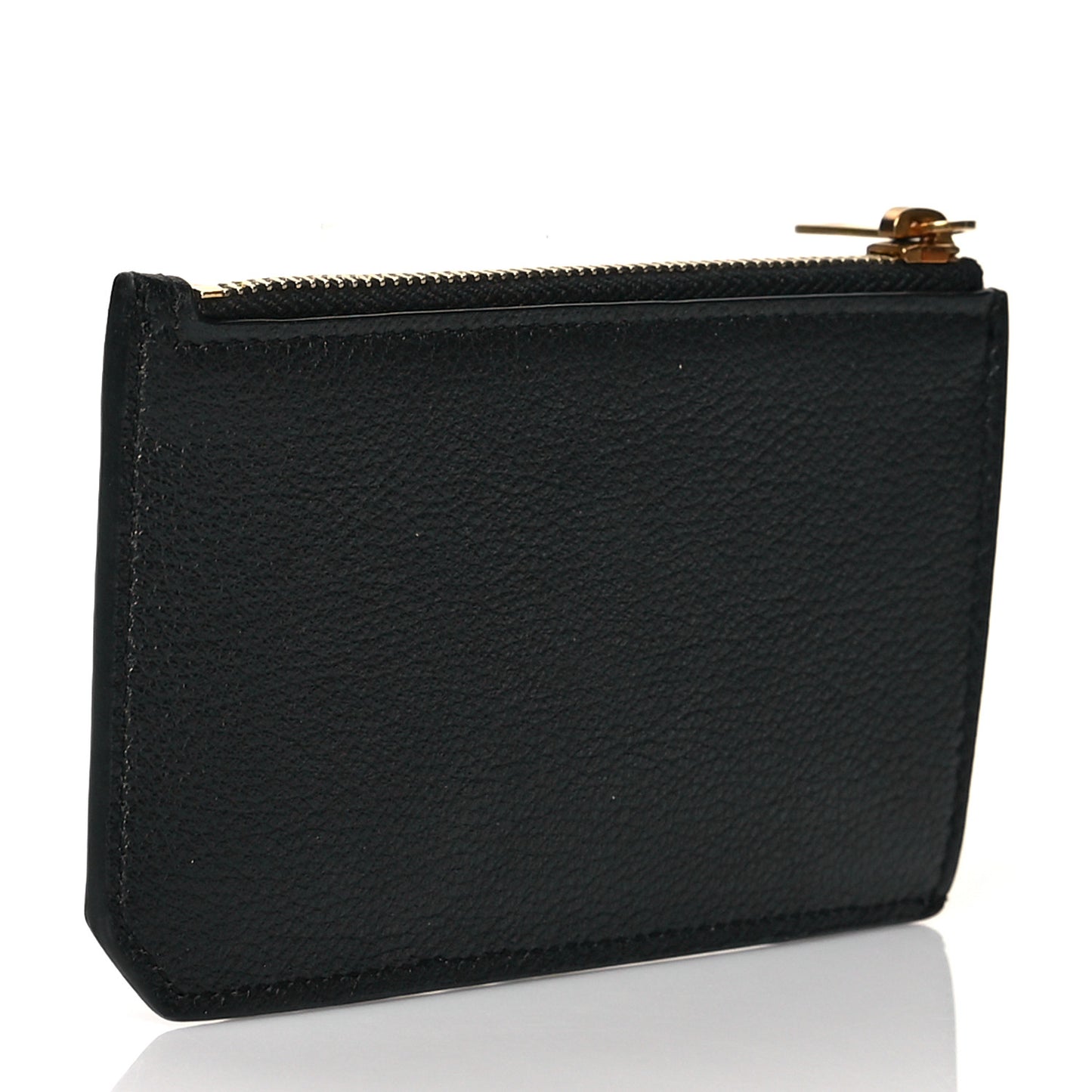 Grained Calfskin Monogram 5 Fragments Zip Pouch Card Holder Black