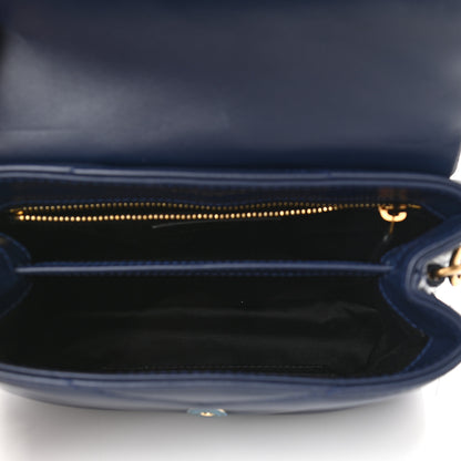 Saint Laurent Calfskin Y Quilted Monogram Toy Loulou Crossbody Bag Blue Charron 5 of 9