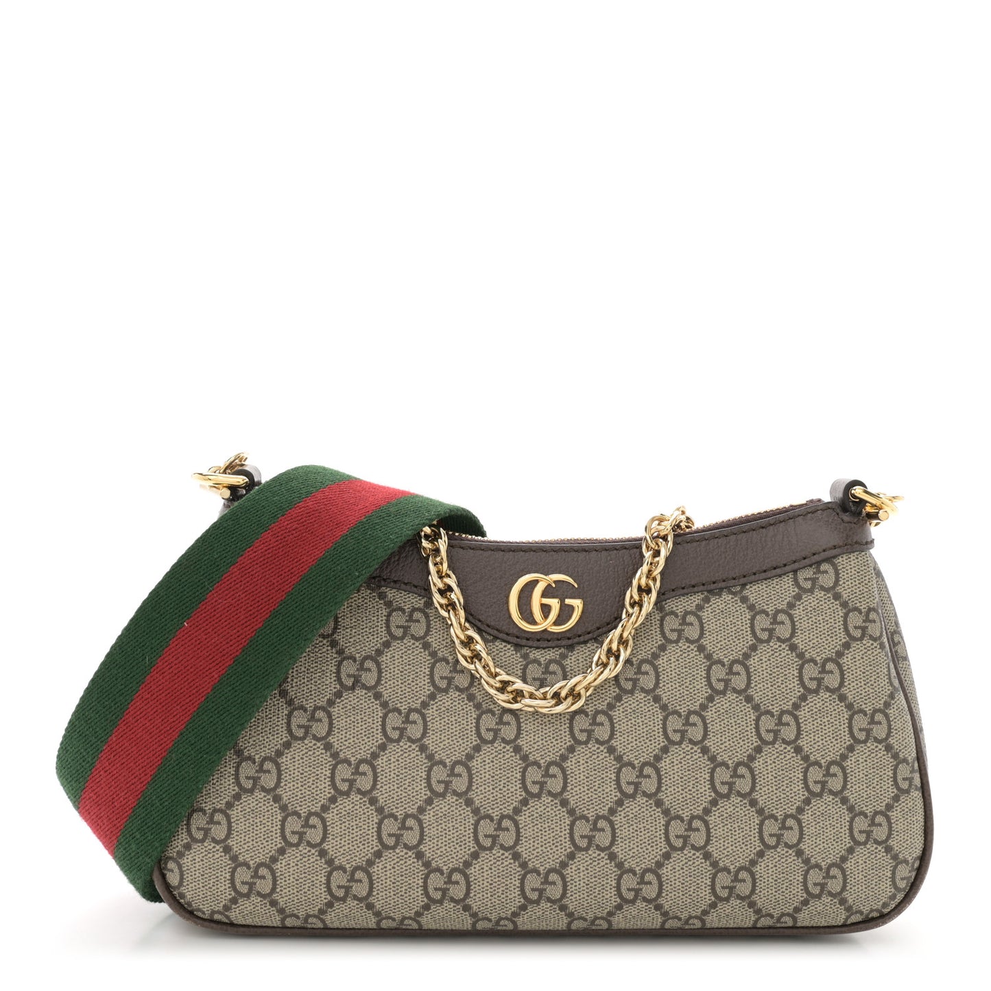 GG Supreme Monogram Textured Dollar Calfskin Web Small Ophidia GG Handbag Beige Ebony New Acero