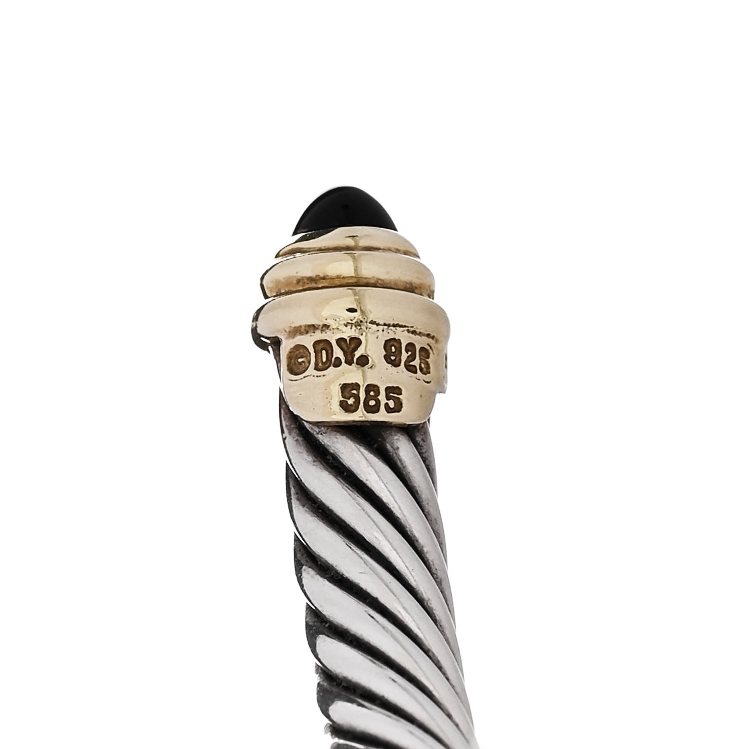 David Yurman Sterling Silver 14K Yellow Gold Black Onyx 5mm Cable Classics Petite Color Bracelet 3 of 3