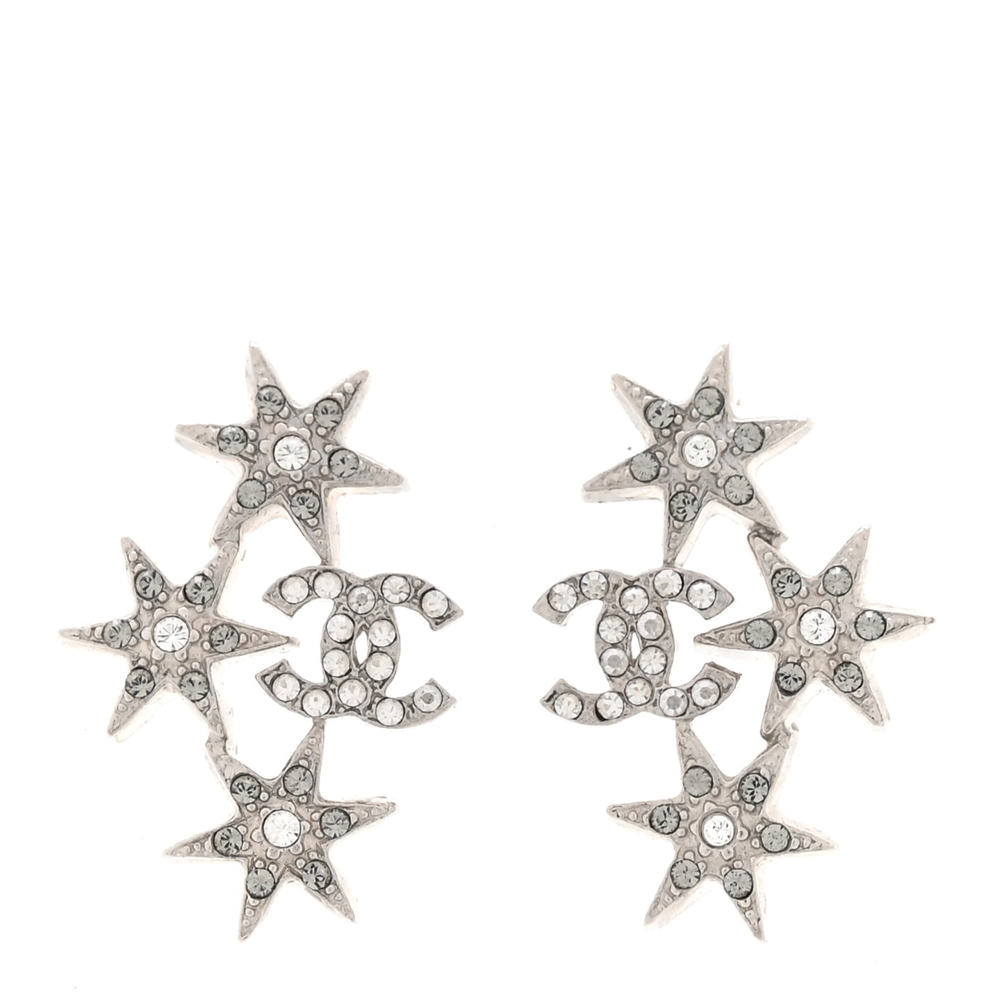 Crystal Star CC Earrings Silver