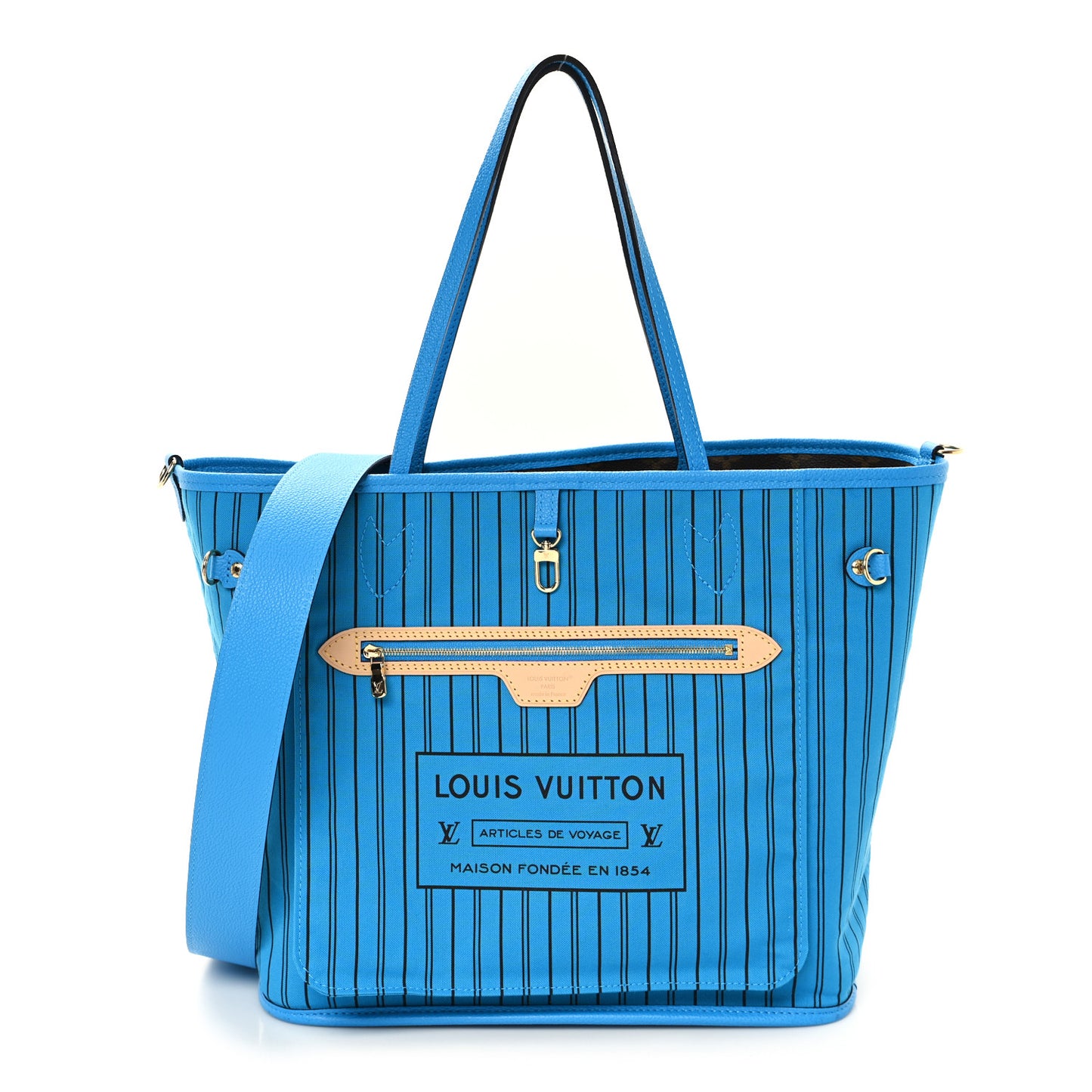 Monogram Inside Out Neverfull Bandouliere MM Gaston Blue