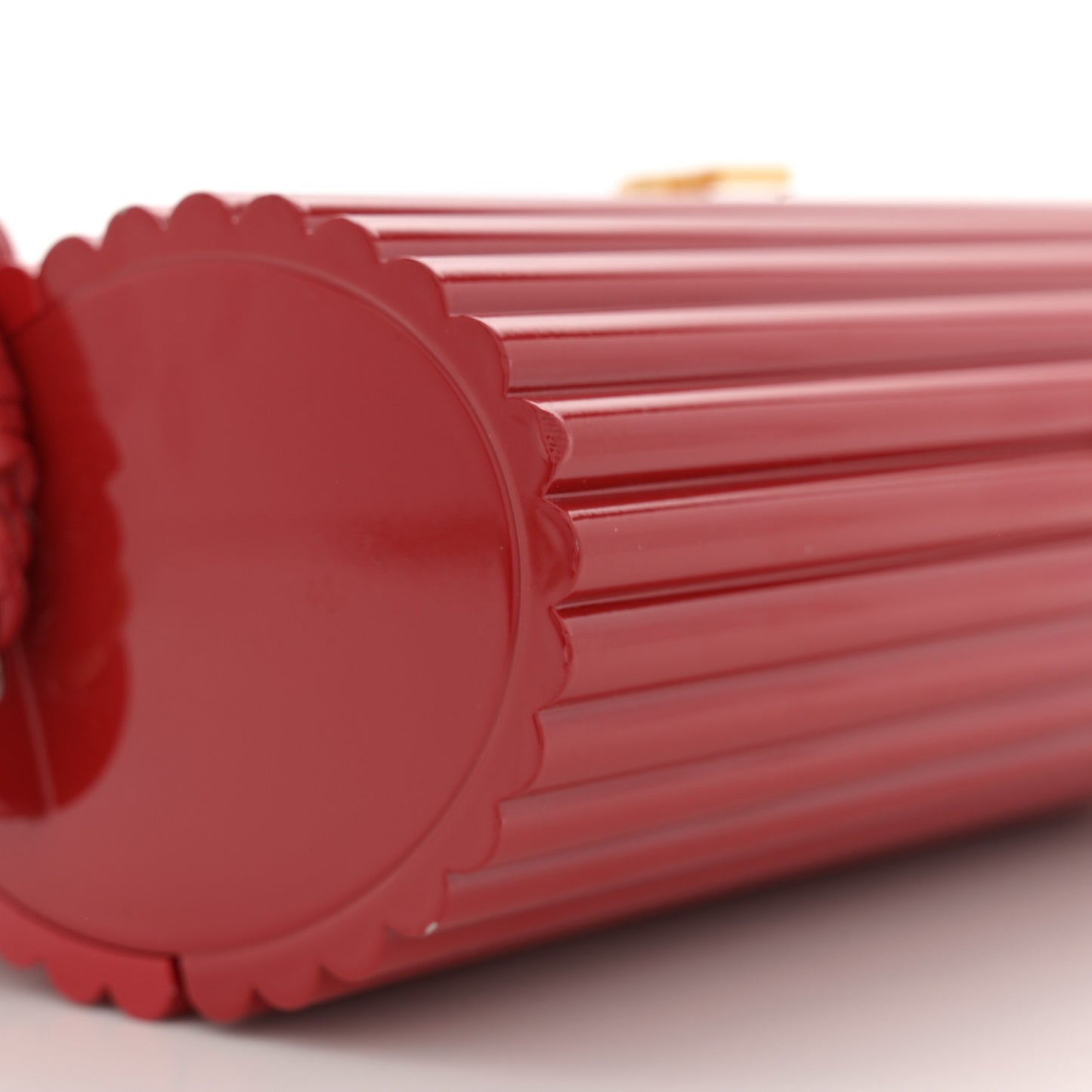 Ribbed Plexiglass Lambskin Fringe Monogram Opium Box Bag Red