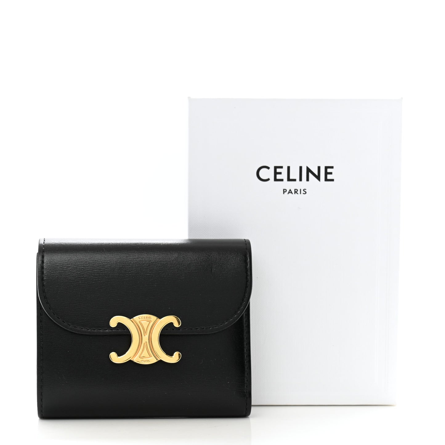 Shiny Smooth Lambskin Small Triomphe Wallet Black
