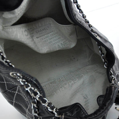 Chanel Leather Contrast Stitch Drawstring Tote Black 6 of 8