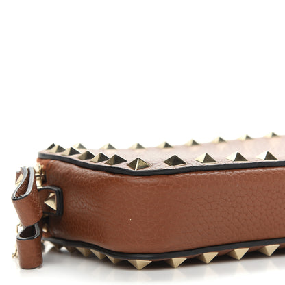 Valentino Garavani Pebbled Calfskin Rockstud Chain Pouch Shoulder Bag Bright Cognac 7 of 9