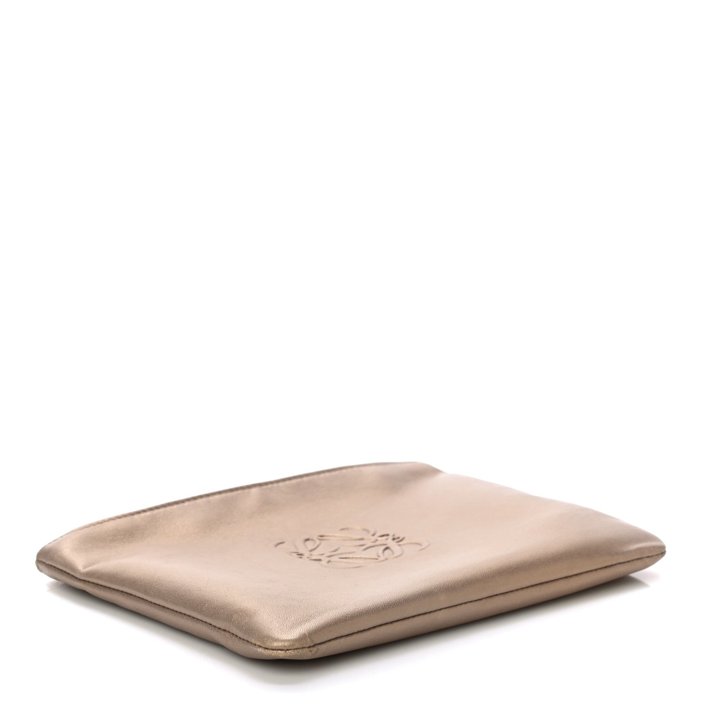 Metallic Lambskin Cosmetic Pouch Gold