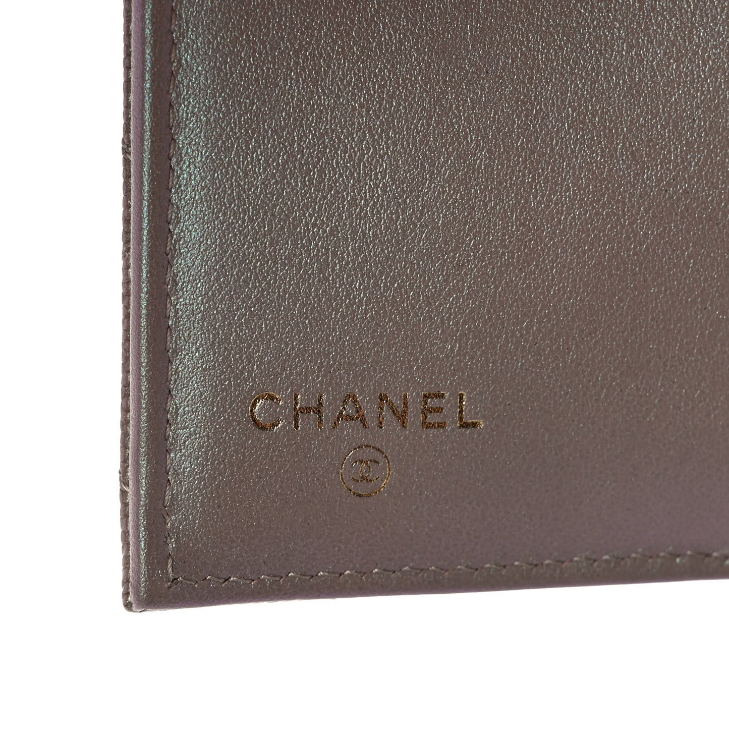 Iridescent Caviar Quilted Small Flap Wallet Beige