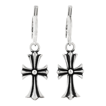 Chrome Hearts Sterling Silver Tiny CH Cross Hoop Drop Earrings 1 of 5