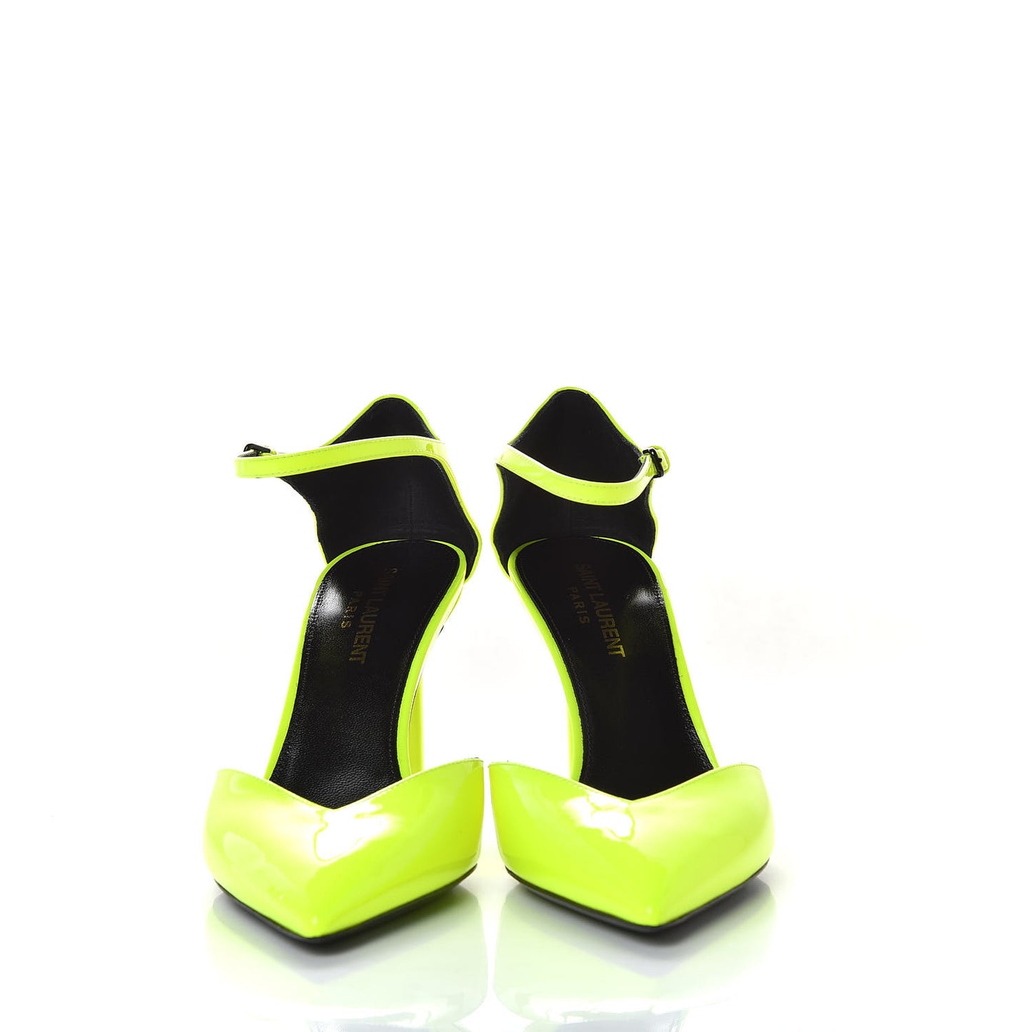 Patent Anja 85 Ankle Strap Pointed Pumps 37.5 Fluo Yellow