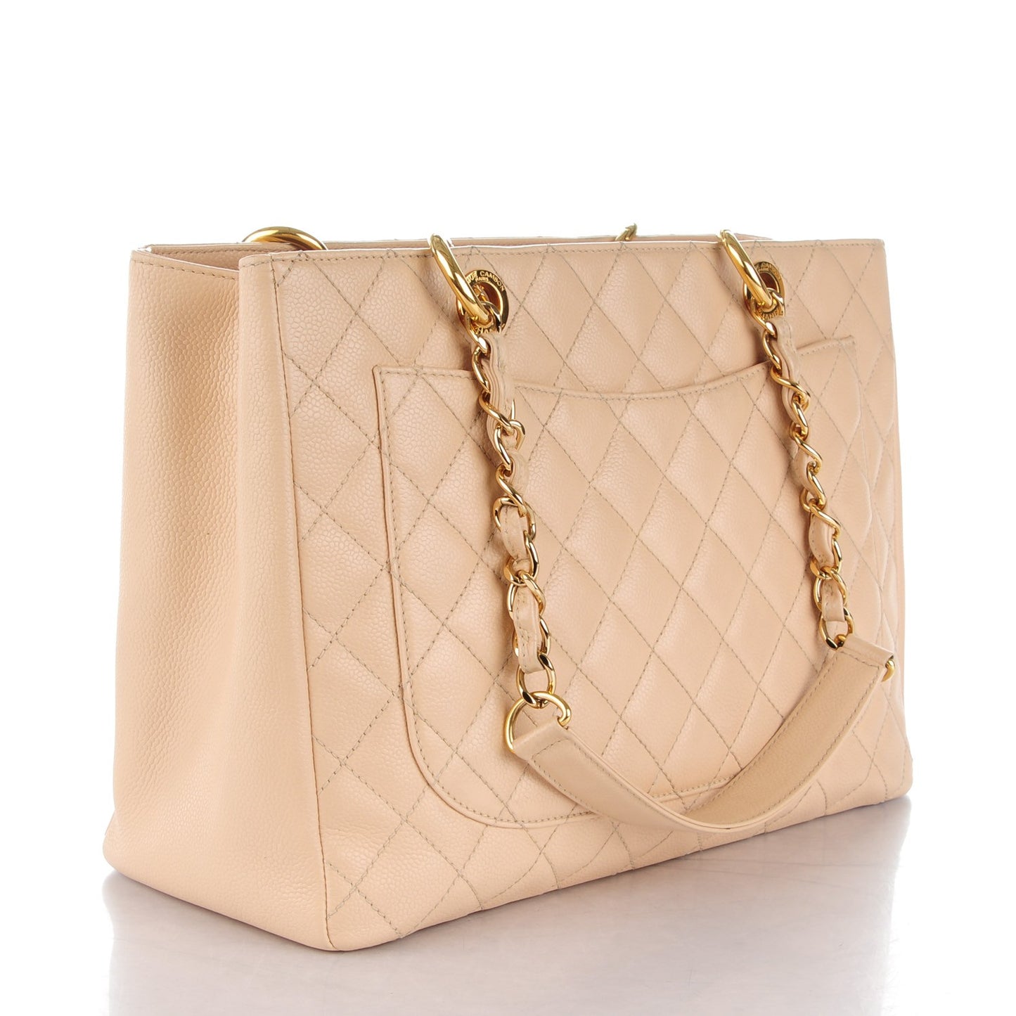 Caviar Quilted Grand Shopping Tote GST Beige Clair