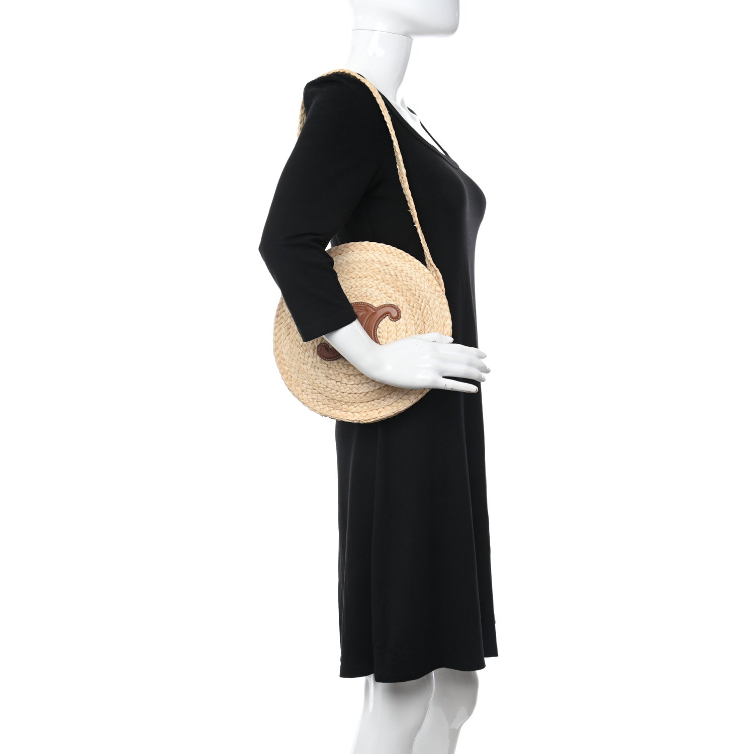 Celine Raffia Calfskin Small Round Bag Natural Tan 2 of 9