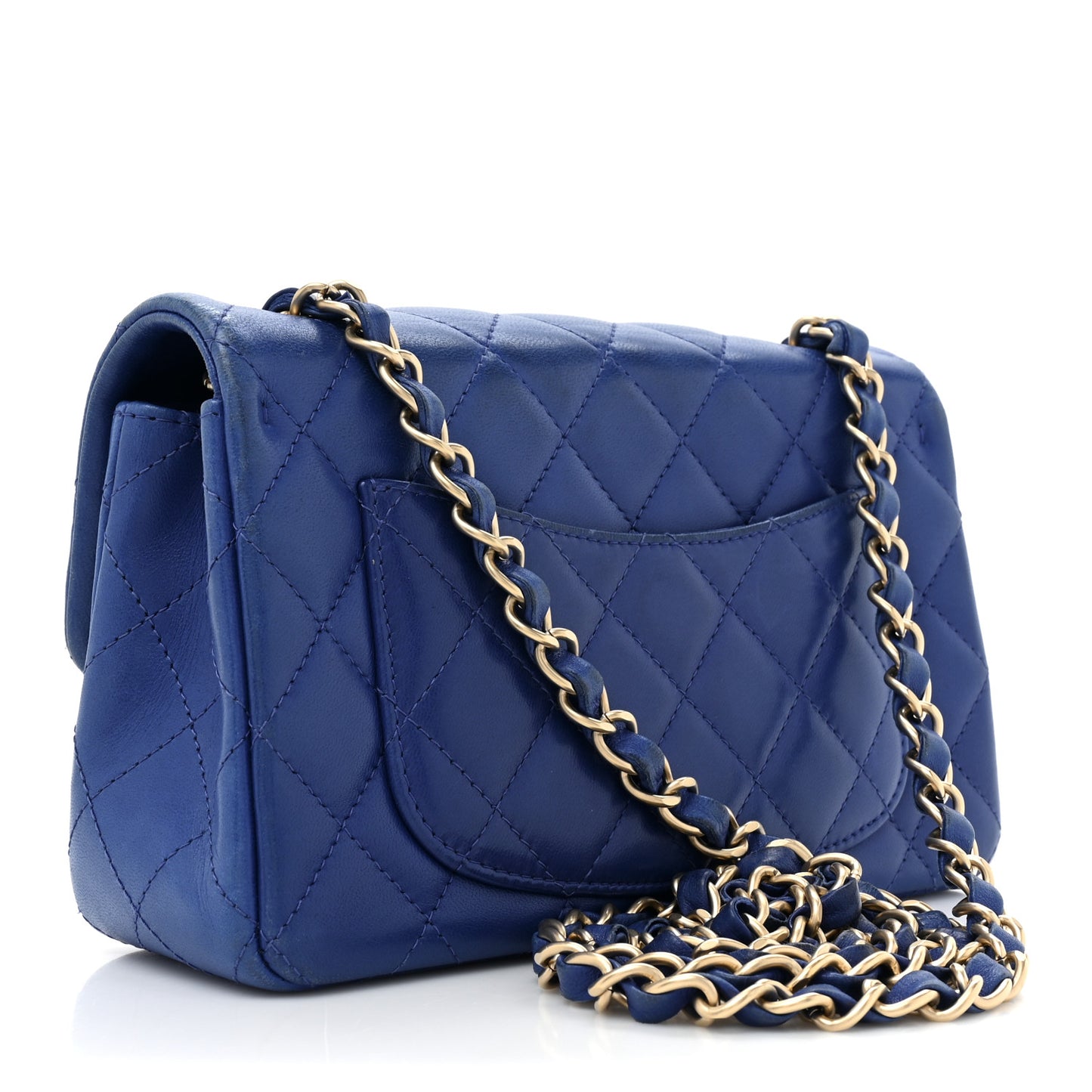 Lambskin Quilted Mini Rectangular Flap Blue