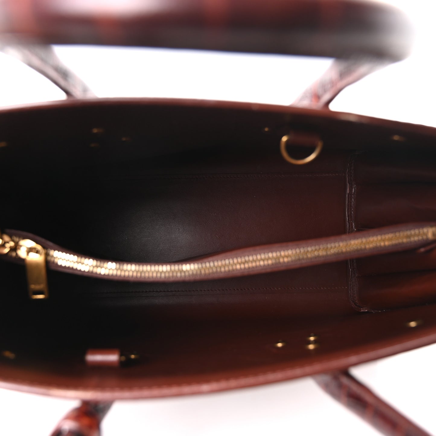 Calfskin Crocodile Embossed Small Sac De Jour Dark Blood