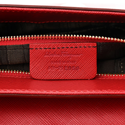 Salvatore Ferragamo Hammered Calfskin Gancini Bree Flap Rosso 7 of 11