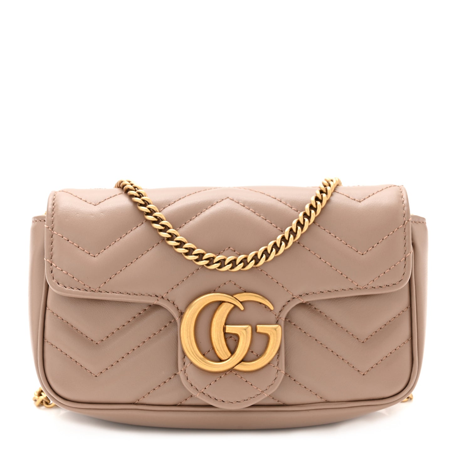 Calfskin Matelasse Super Mini GG Marmont Shoulder Bag Porcelain Rose