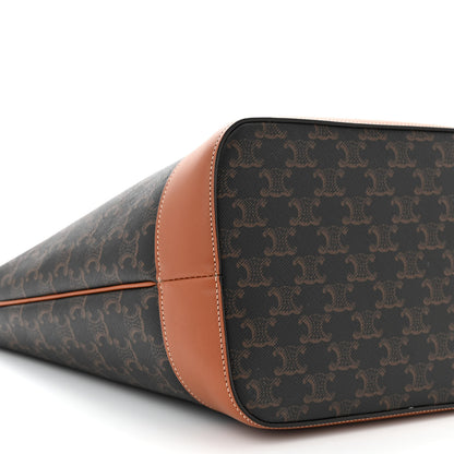 Celine Triomphe Canvas Calfskin Medium Bucket Bag Tan 9 of 11