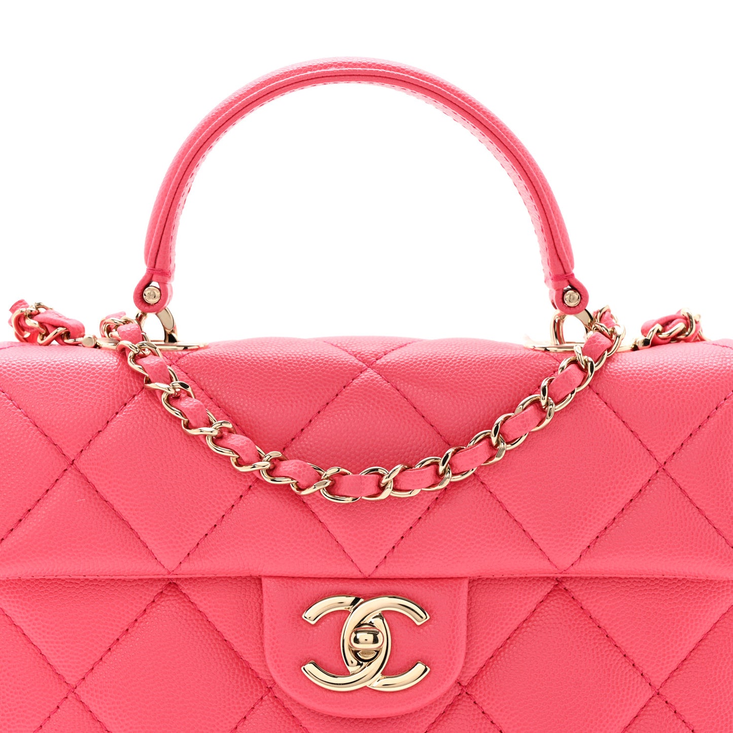 Caviar Quilted Mini Retro Twist Top Handle Flap Pink