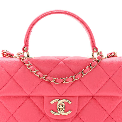Chanel Caviar Quilted Mini Retro Twist Top Handle Flap Pink 8 of 10