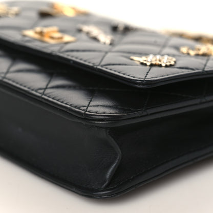 Chanel Aged Calfskin Quilted Lucky Charms 2.55 Reissue Wallet On Chain WOC Black 9 of 9