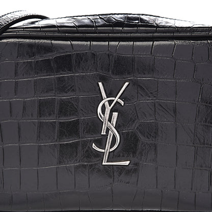 Saint Laurent Calfskin Crocodile Embossed Monogram Mini Lou Camera Bag Black 10 of 10