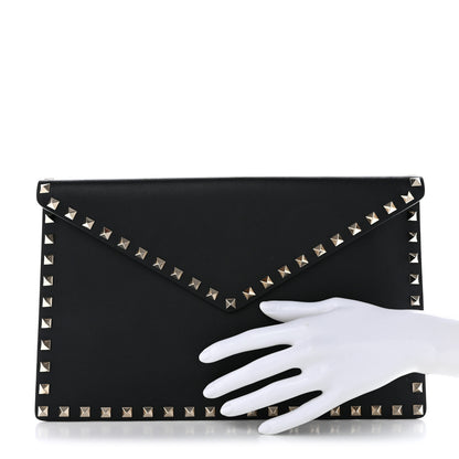 Valentino Garavani Vitello Large Rockstud Envelope Clutch Black 2 of 8