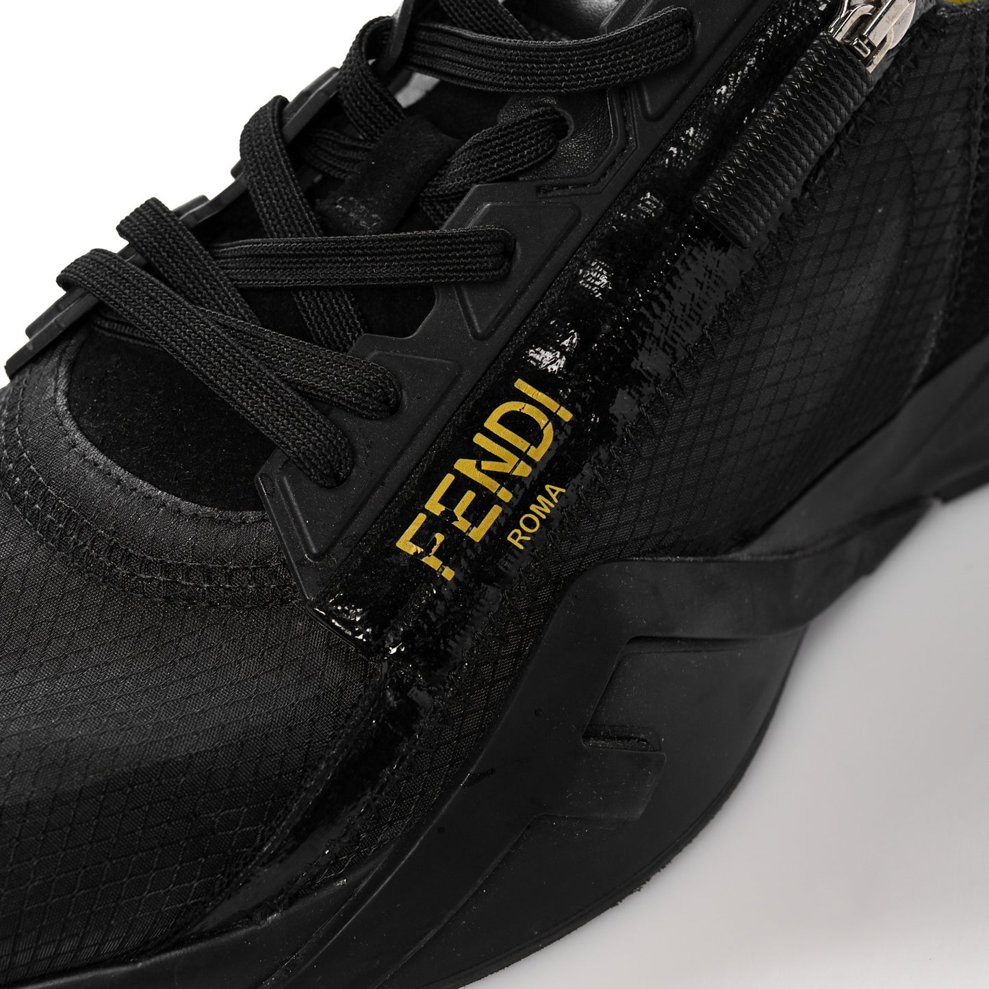 Nylon Suede Mens Fendi Flow Low Top Sneakers 8.5 Black