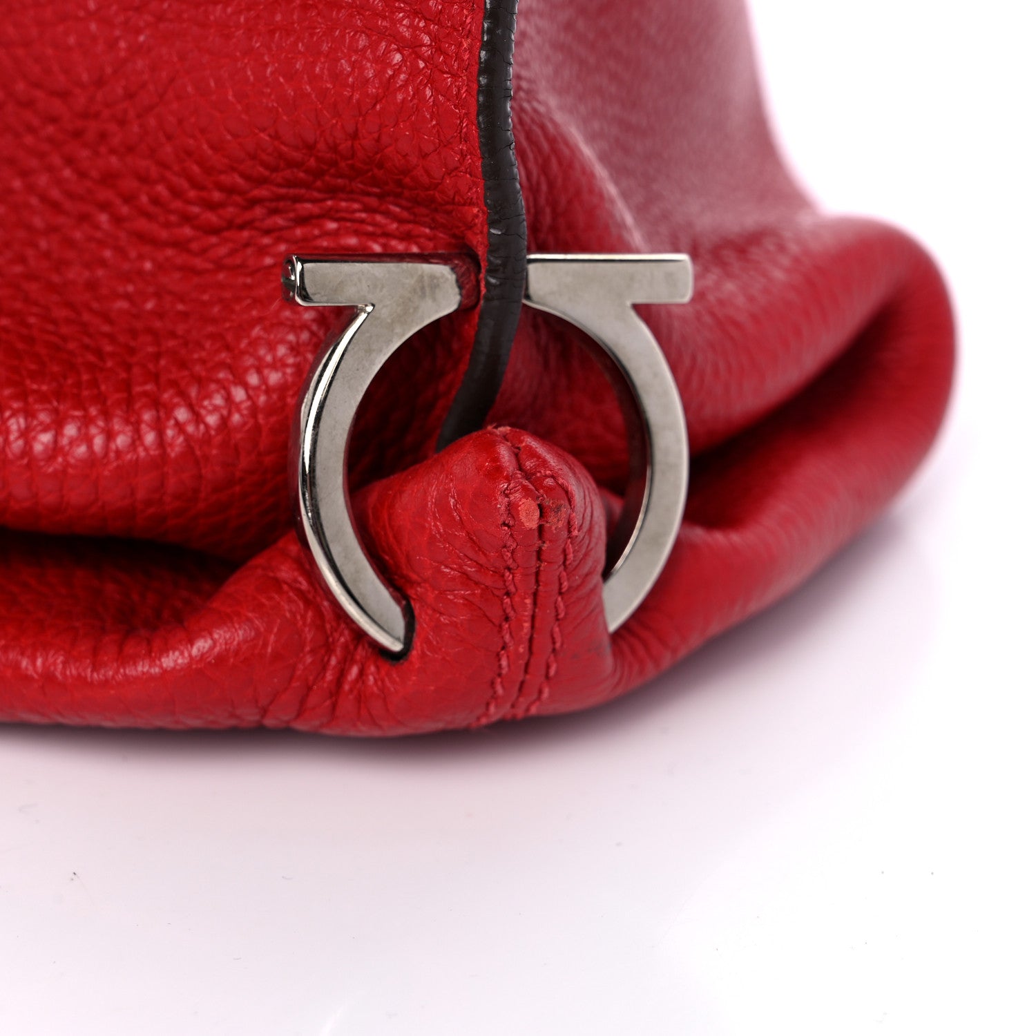 Salvatore Ferragamo Grained Calfskin Sofia Satchel Red 12 of 13