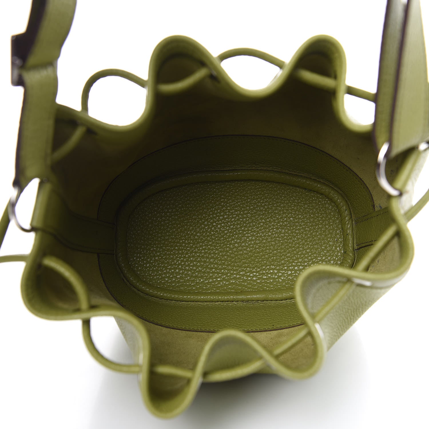 Hermes Taurillon Clemence Market Drawstring 18 Vert Anis 5 of 12