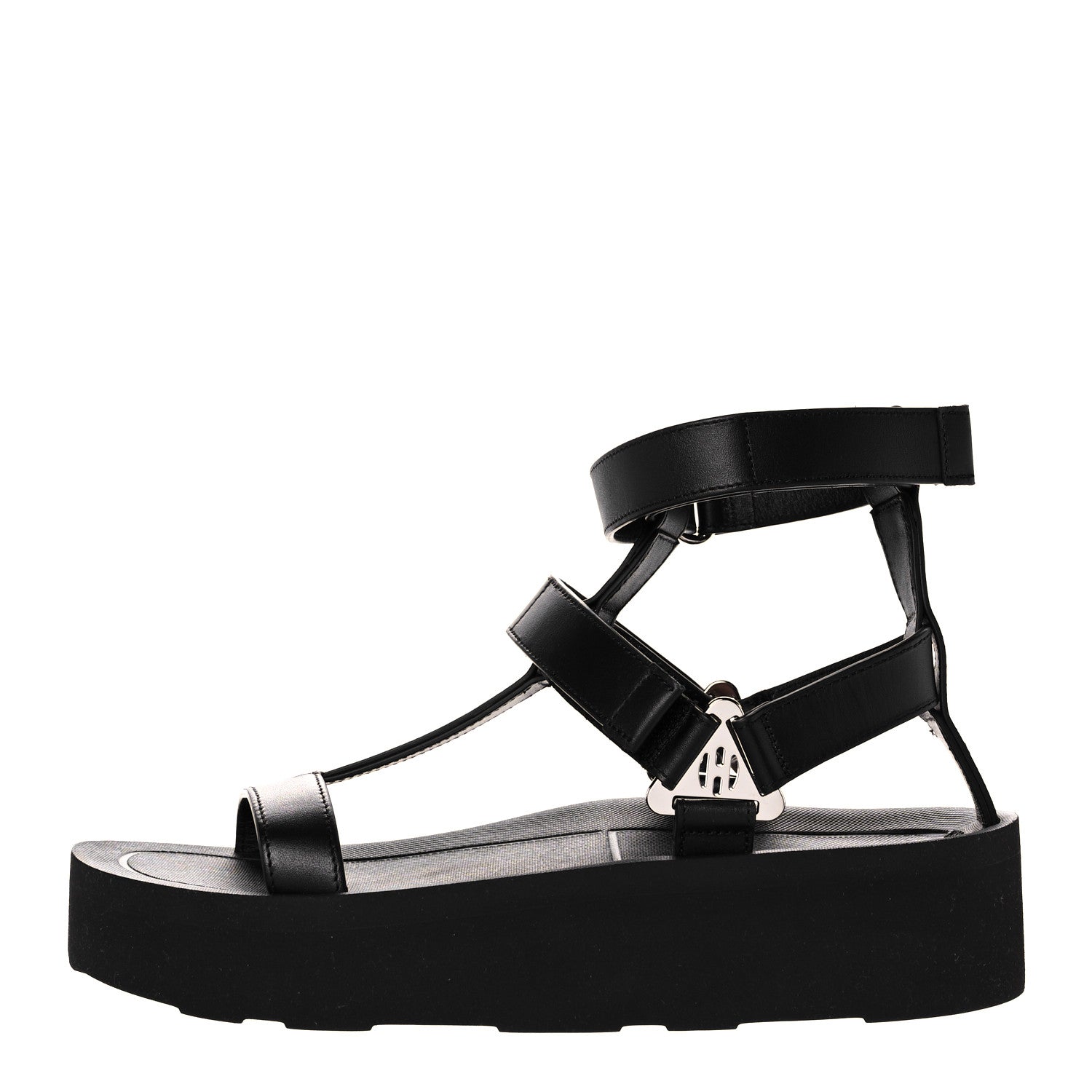 Hermes Calfskin Womens Enid Sandals 37 Black 1 of 8