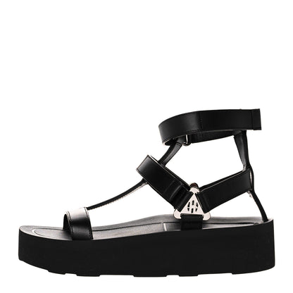 Hermes Calfskin Womens Enid Sandals 37 Black 1 of 8