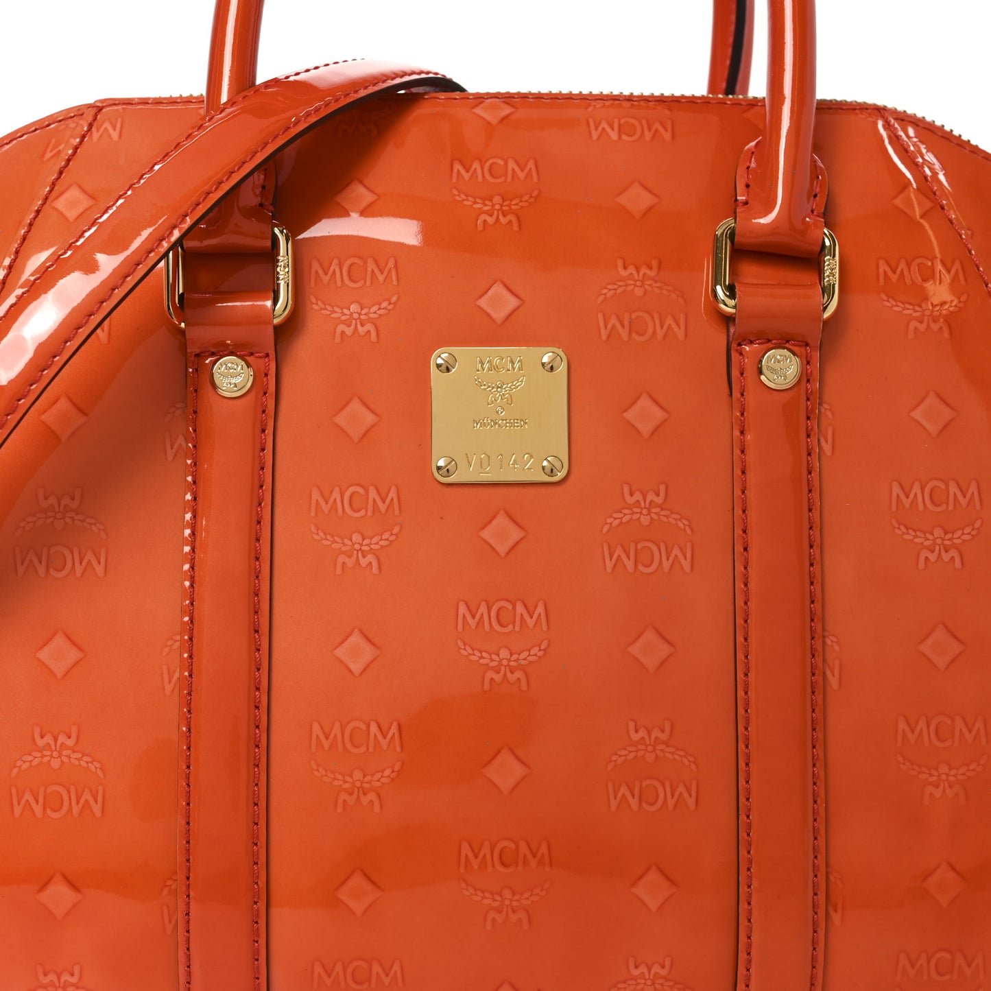 Monogram Patent Zip Top Tote Orange
