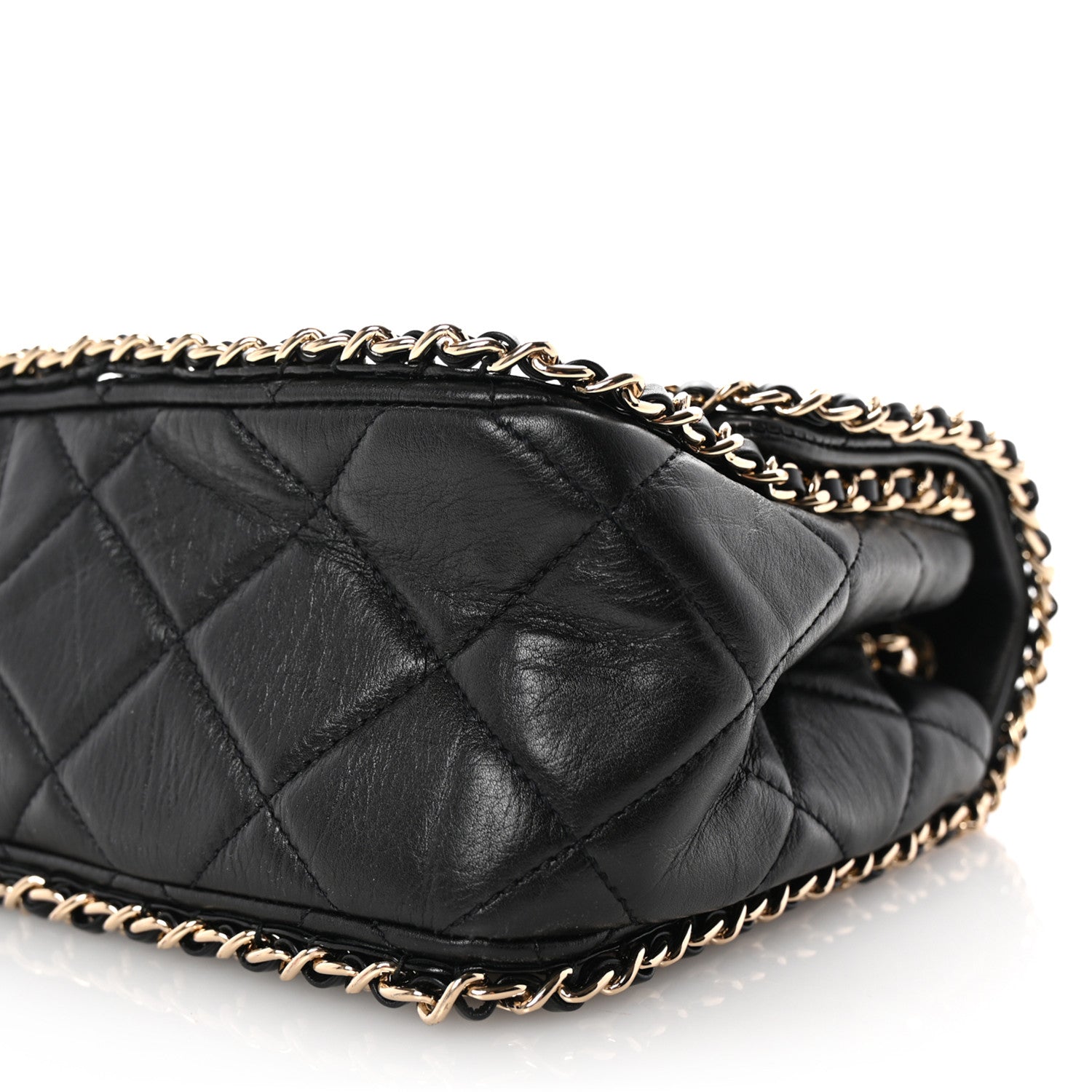 Chanel Crumpled Calfskin Medium Chain All Over Flap Black 10 of 10