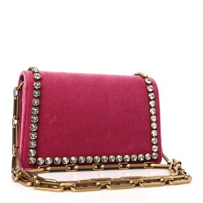 Gucci Velvet Crystal Mini Bee Broadway Shoulder Bag Light Raspberry Rose 3 of 9