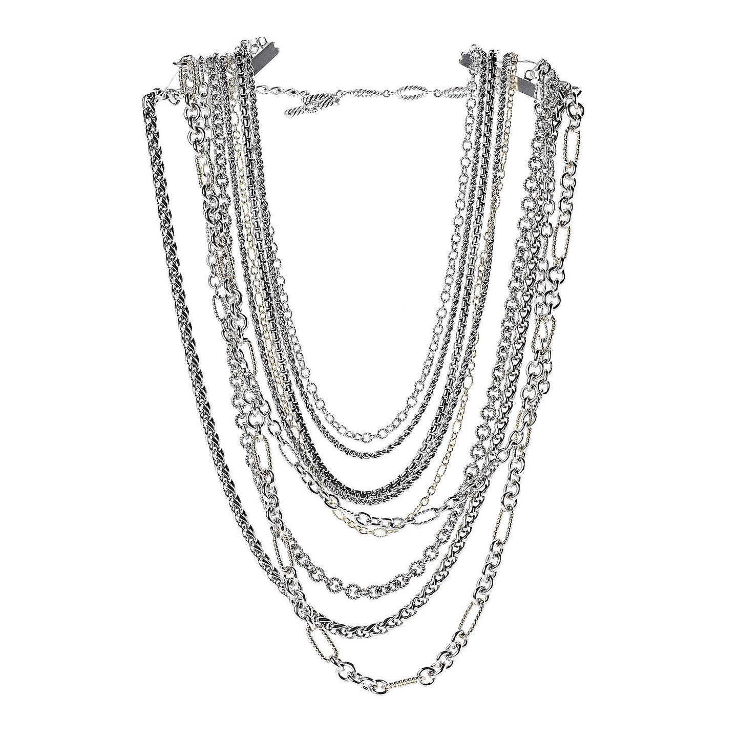 Sterling Silver 18K Yellow Gold Multi Chain Necklace