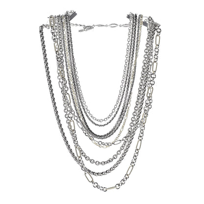David Yurman Sterling Silver 18K Yellow Gold Multi Chain Necklace 3 of 5