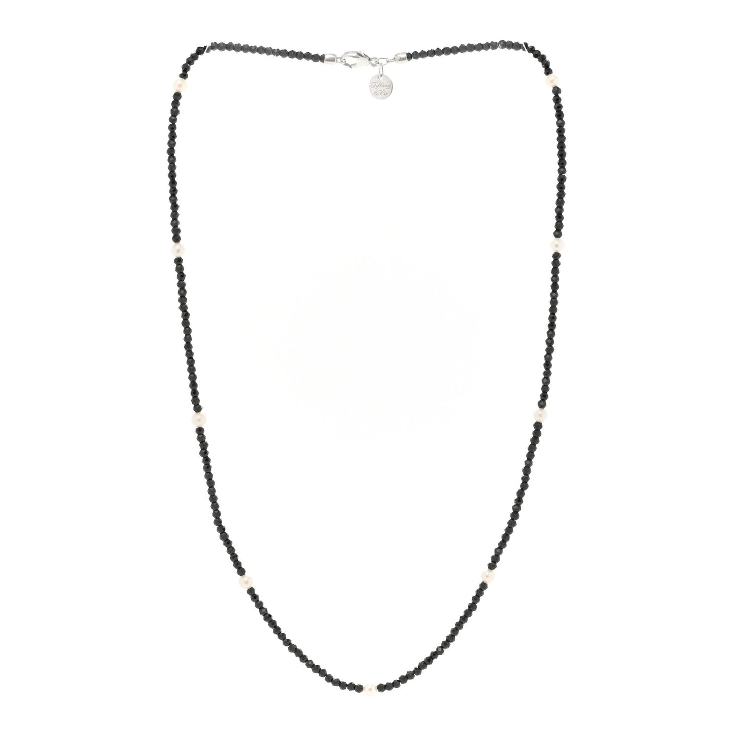 Sterling Silver Black Spinel Pearl Ziegfeld Bead Necklace