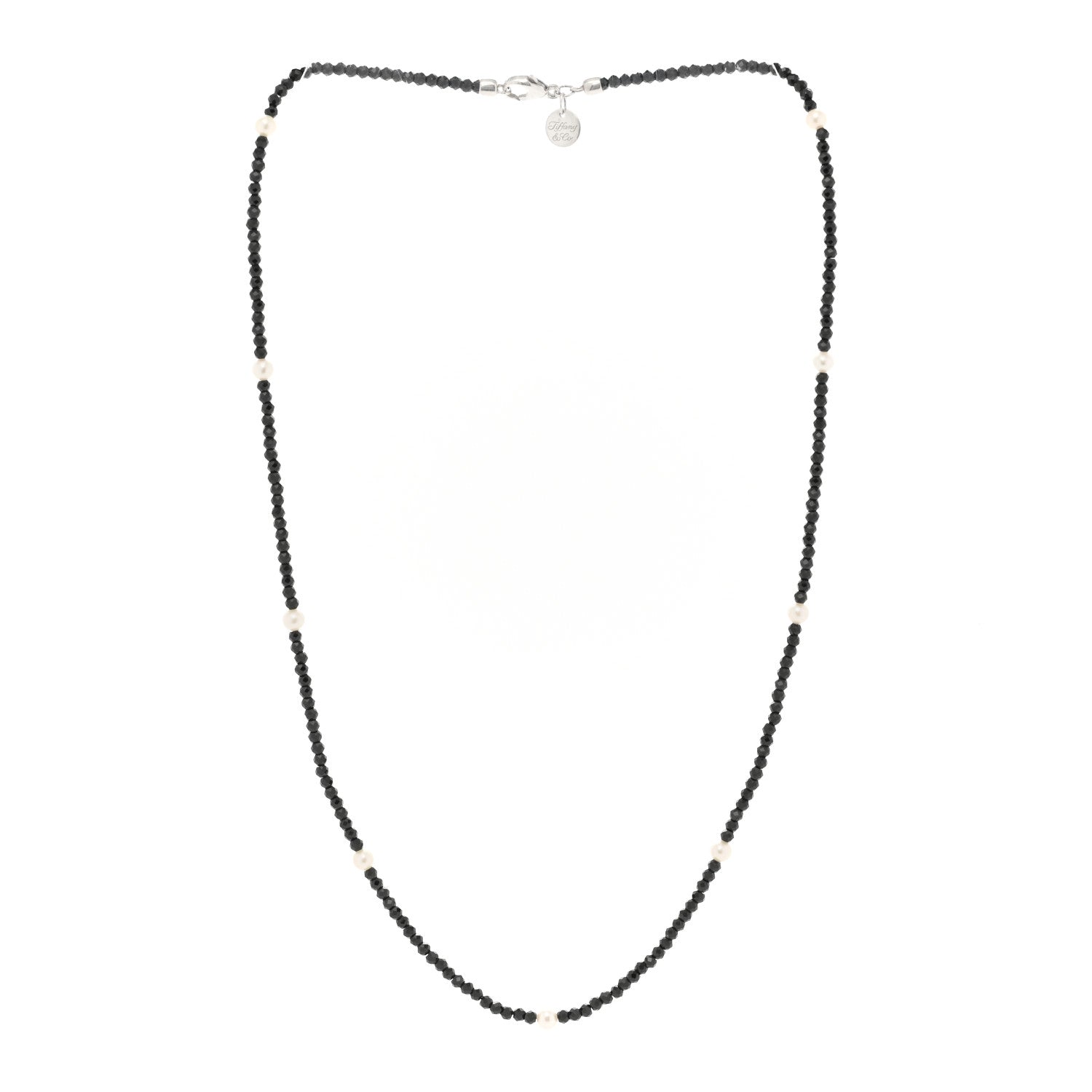 Tiffany Sterling Silver Black Spinel Pearl Ziegfeld Bead Necklace 2 of 3