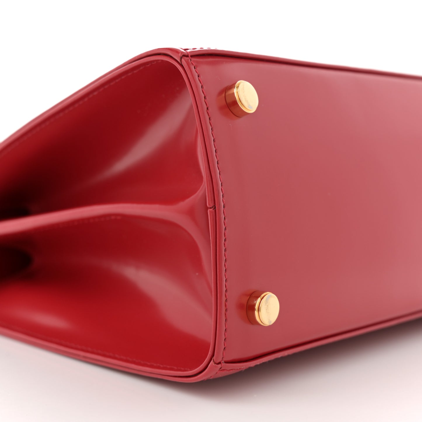 Brushed Off Calfskin Small Iconic Top Handle Red