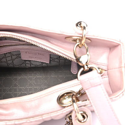 Christian Dior Pearly Lambskin Cannage Medium Lady Dior Lotus 4 of 5