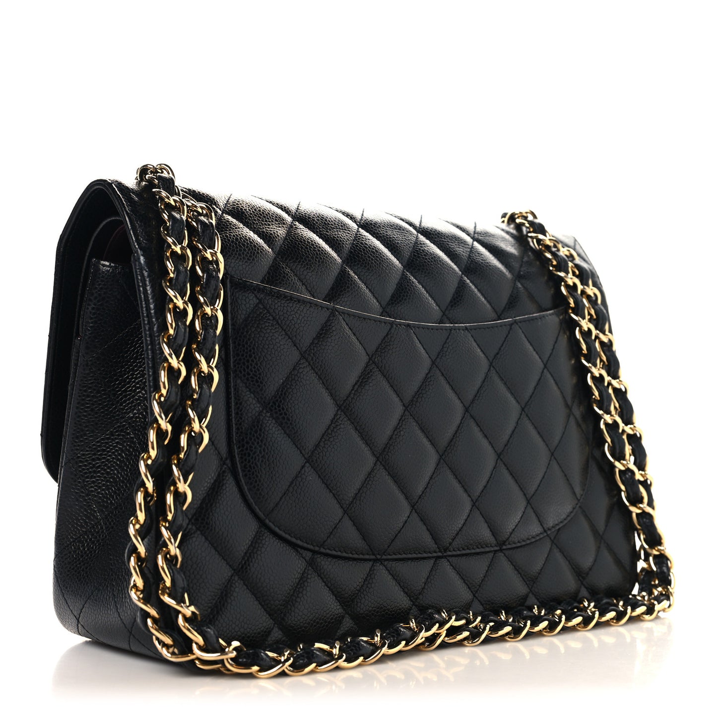 Caviar Quilted Jumbo Double Flap Black