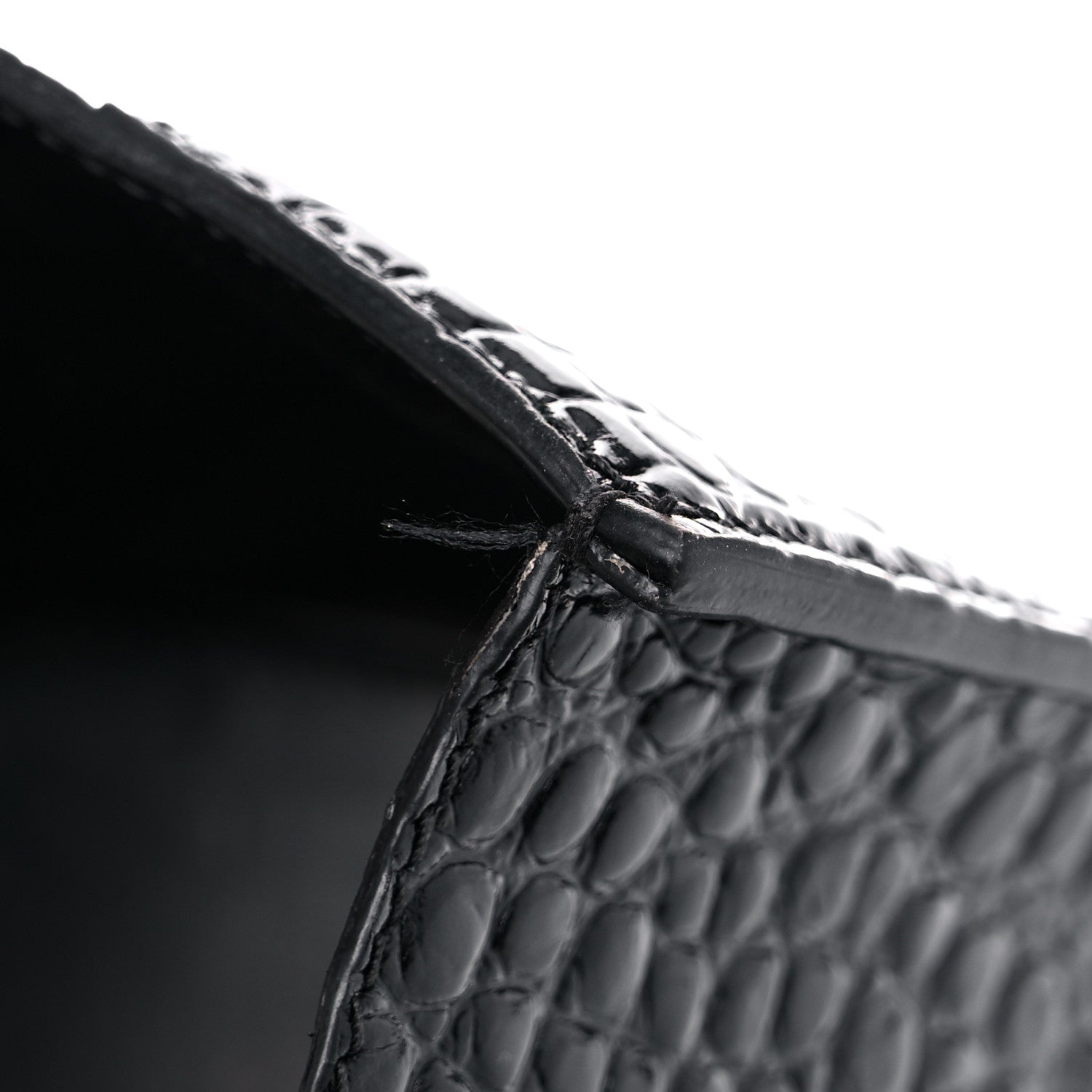Balenciaga Shiny Calfskin Crocodile Embossed Small Hourglass Top Handle Bag Black 19 of 21
