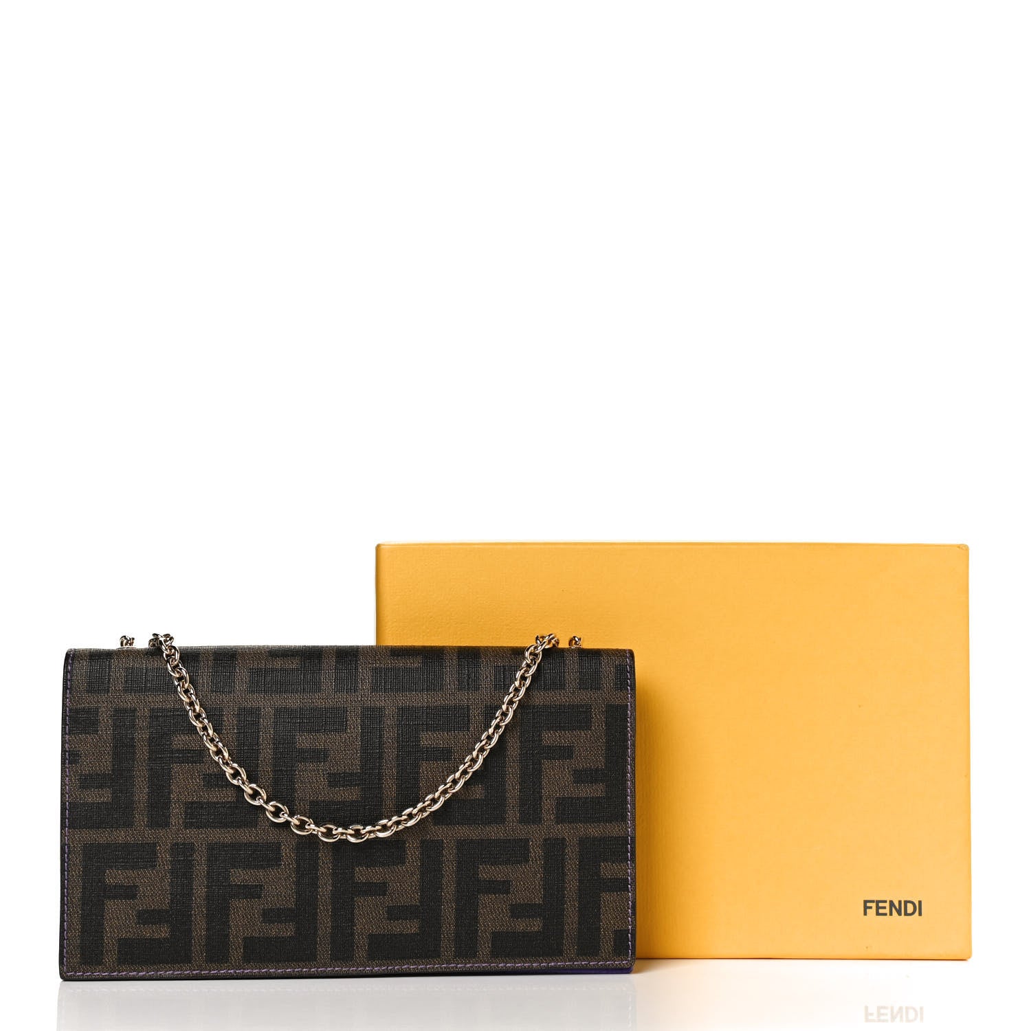 Fendi Zucca Spalmati Chain Clutch Tobacco Purple 11 of 11