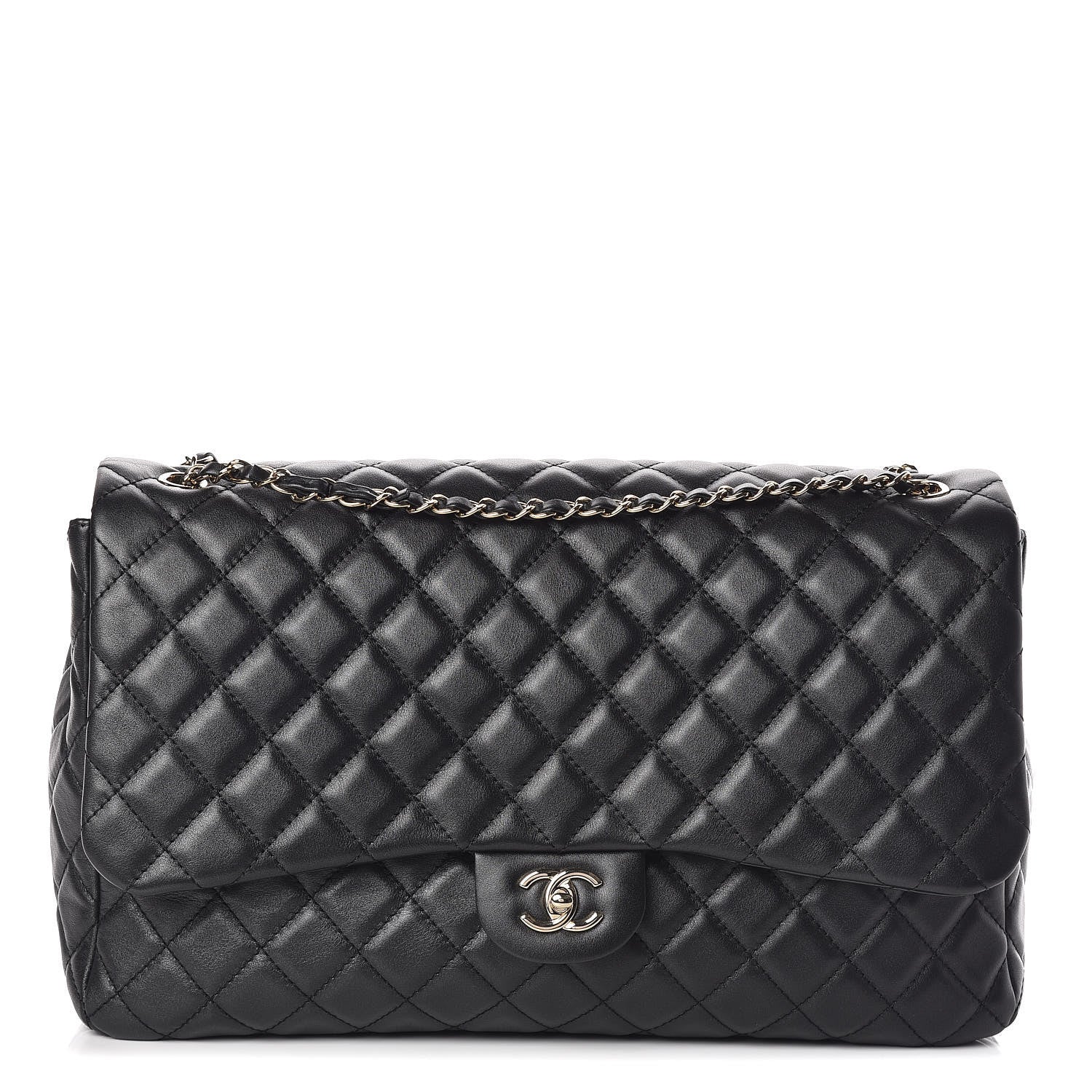 Chanel Metallized Calfskin Small XXL Travel Flap Bag Black 1 of 10