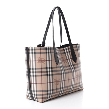 Burberry Grainy Calfskin Haymarket Check Medium Reversible Tote Black 13 of 18