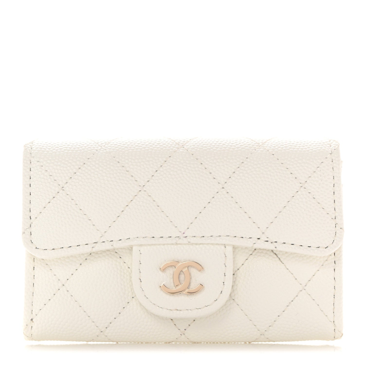 Chanel Caviar Quilted Flap Card Holder Wallet White 1 of 8