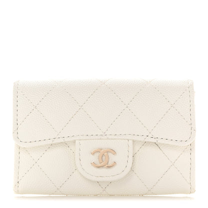 Chanel Caviar Quilted Flap Card Holder Wallet White 1 of 8